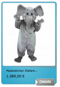 Die Elefanten Kostüm Maskottchen professionelle Bau Herstellung von Maskottchen24 hat eine Super Qualität in Stoff und Verarbeitung! Günstig kaufen!!