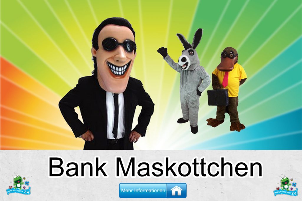 Bank Maskottchen Kostüm Herstellung Bau günstig kaufen